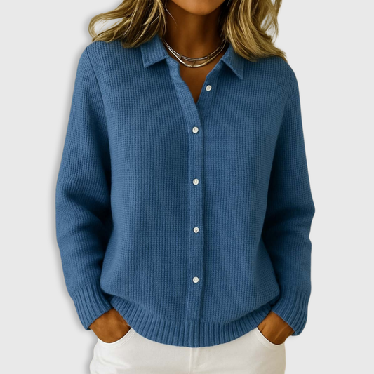 Classic knit button-up everyday cardigan for women | Elaine