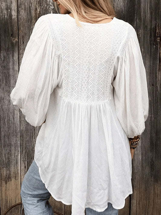 Retro ruffled puff sleeve top for women | Odessa
