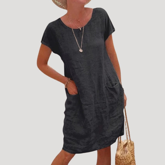 Short-sleeve summer midi dress for women | Isla