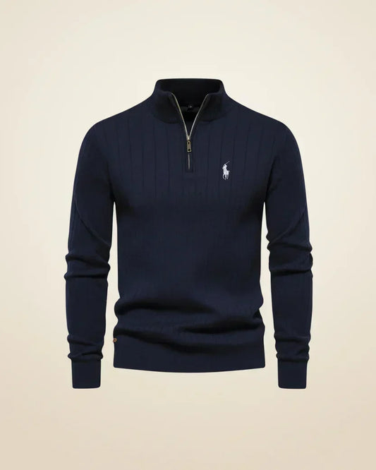 RL Textured Zip-Neck Knit