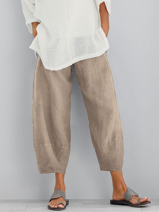 Loose fit cotton cropped trousers for women | Marisela