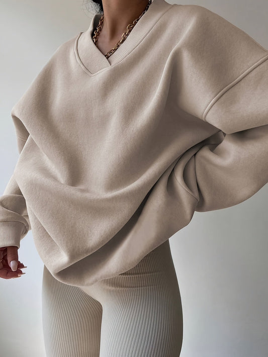 Velmora | Women's Relaxed Half Zip Sweatshirt with Stand Collar