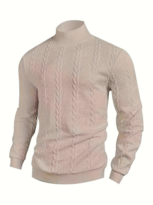 Marvane | Men's Textured High Neck Sweatshirt with Ribbed Cuffs