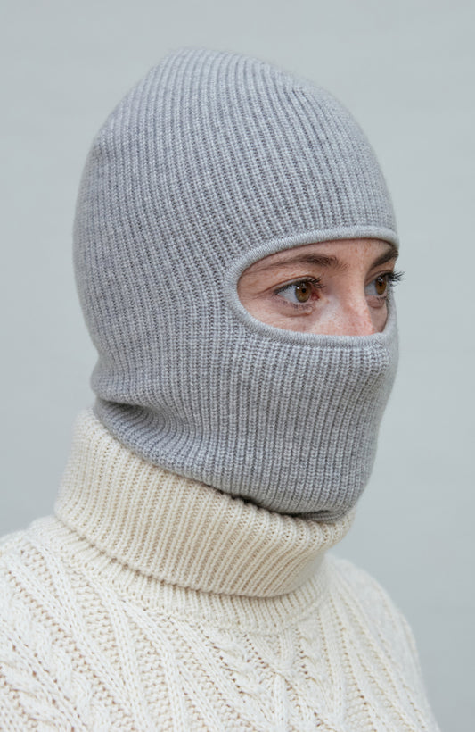 Merino Cashmere Fisherman Rib Balaclava