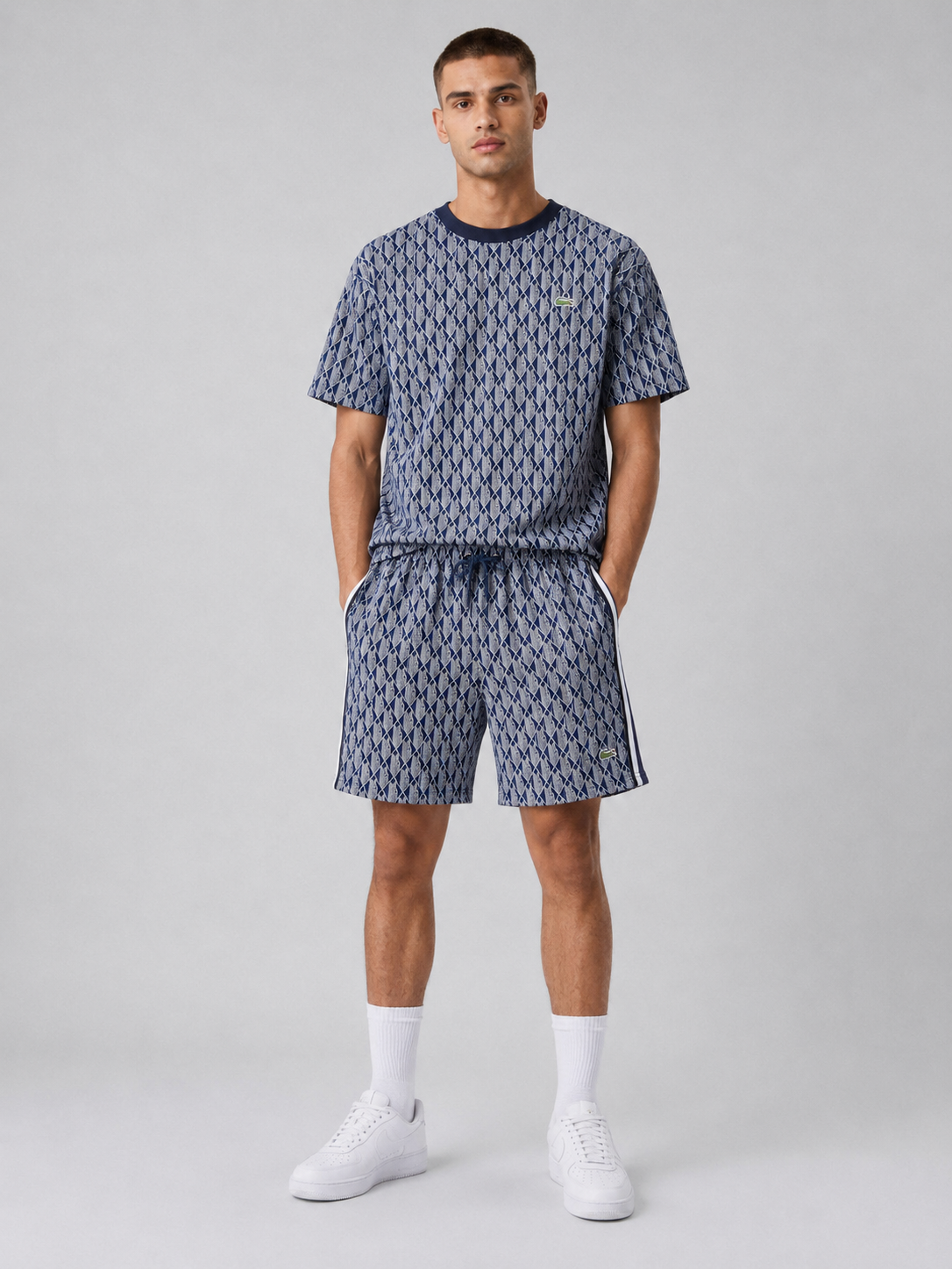Navy Blue Cotton T-Shirt & Shorts Set
