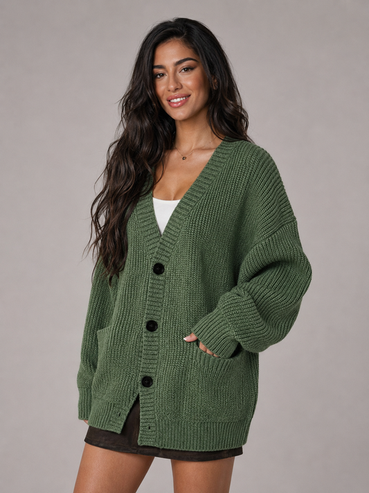 Elowen | Women's Oversized Chunky Knit Button Front Cardigan