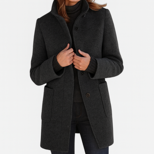 Classic high-collar elegant everyday coat for women | Ava
