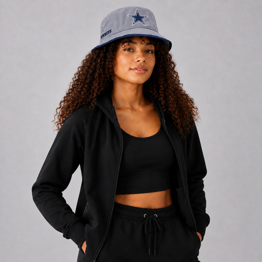Gray Star Embroidered Bucket Hat