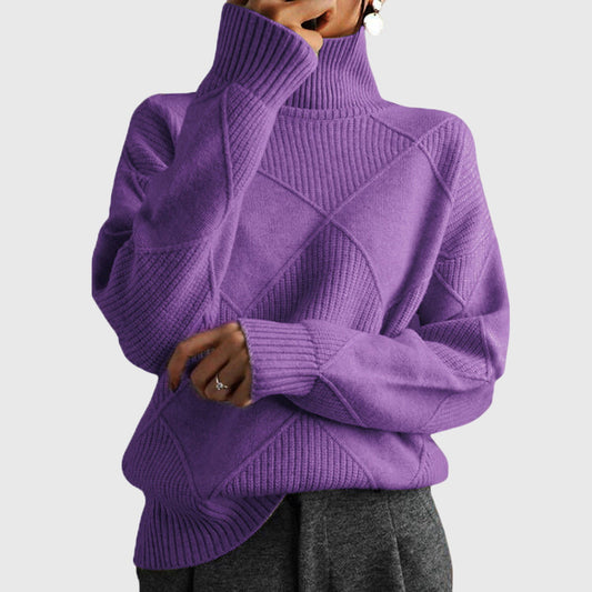 Relaxed cosy knit turtleneck everyday jumper for women | Lunelle