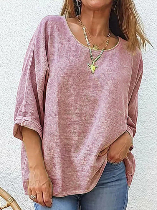 Casual loose fit round neck T-shirt for women | Delphine