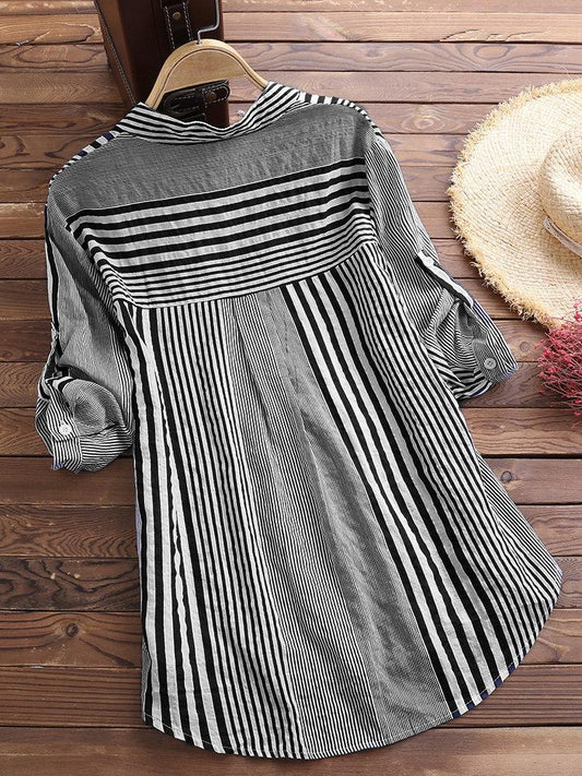 Casual striped button-down blouse for women | Genevieve