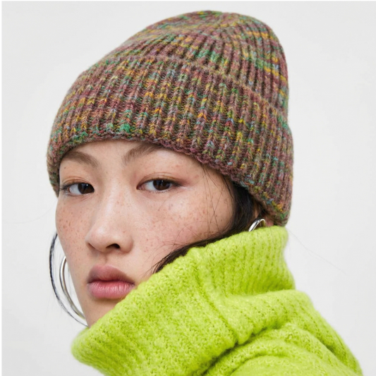 Cuffed Knit Mohair Blend Beanie Hat