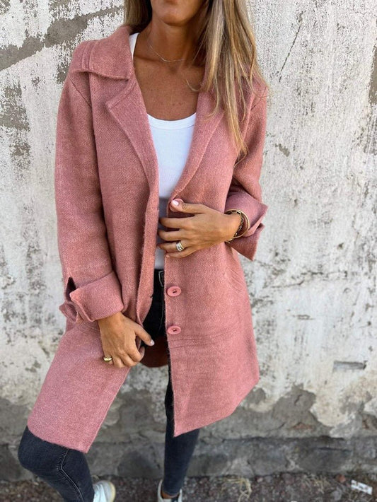 Classic lapel collar button-front coat for women | Tessa