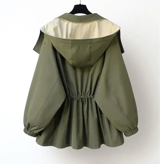 Viremont | Women's Hooded Oversized Trench Coat with Zip Front
