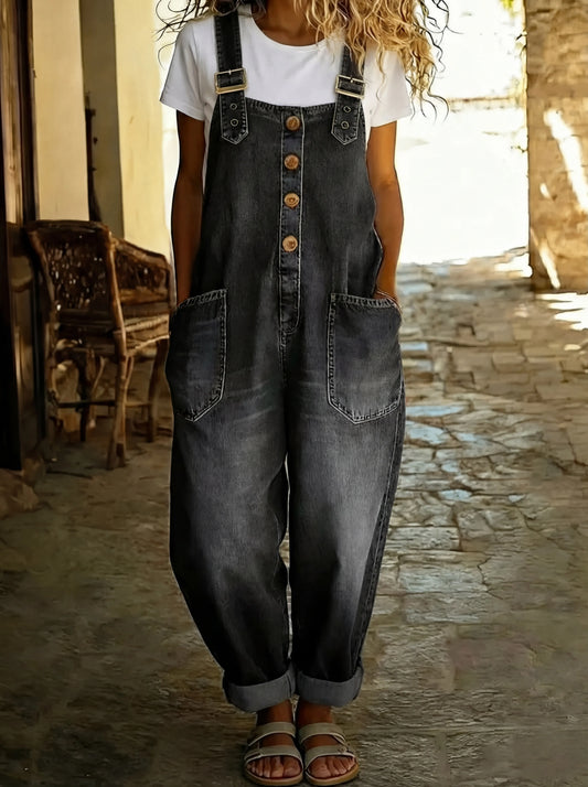 Mirelle | Women's Wide Leg Button Front Dungaree