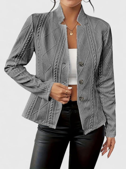 Virelle | Women's Textured Knit Stand Collar Jacket