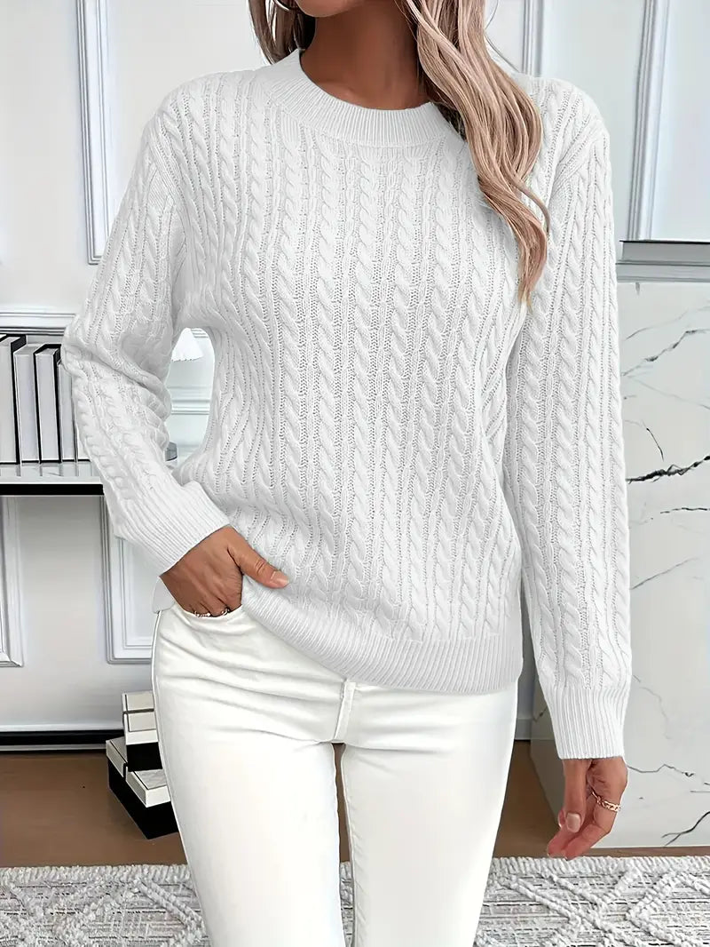 Valenne | Women's Cable Knit Sweater with Ribbed Cuffs