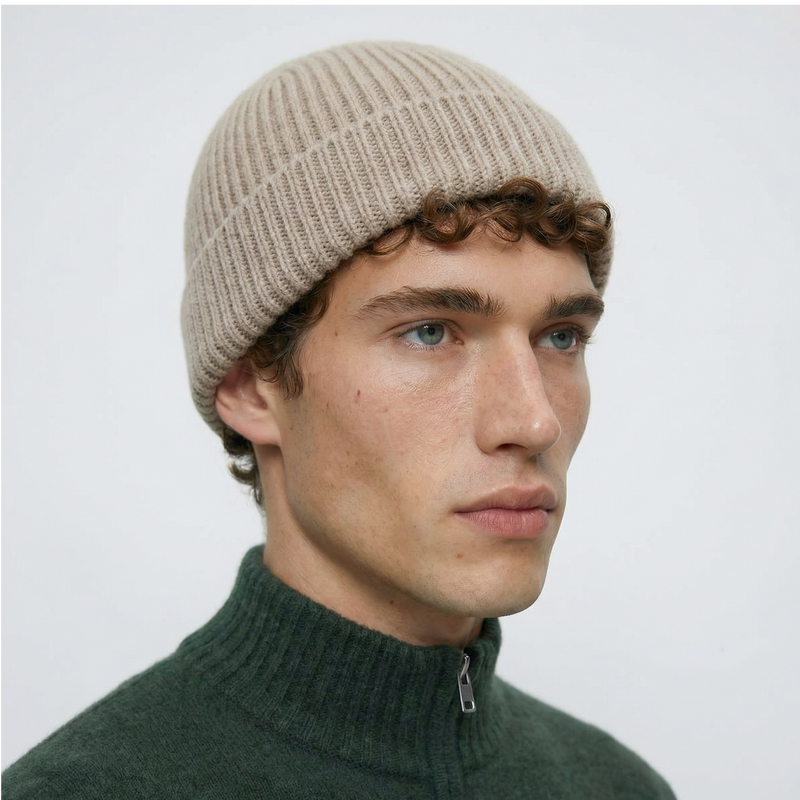 Blank Classic Ribbed Knit Wool Beanie