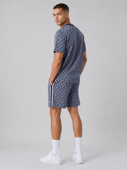 Navy Blue Cotton T-Shirt & Shorts Set