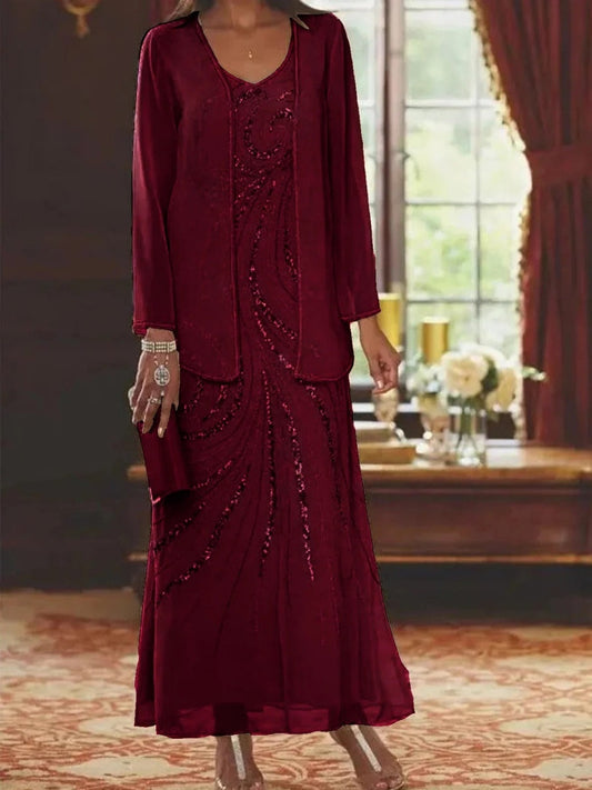Elegant longline coat and skirt set for women | Verlaine