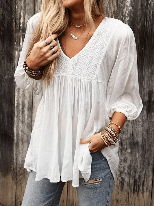 Retro ruffled puff sleeve top for women | Odessa