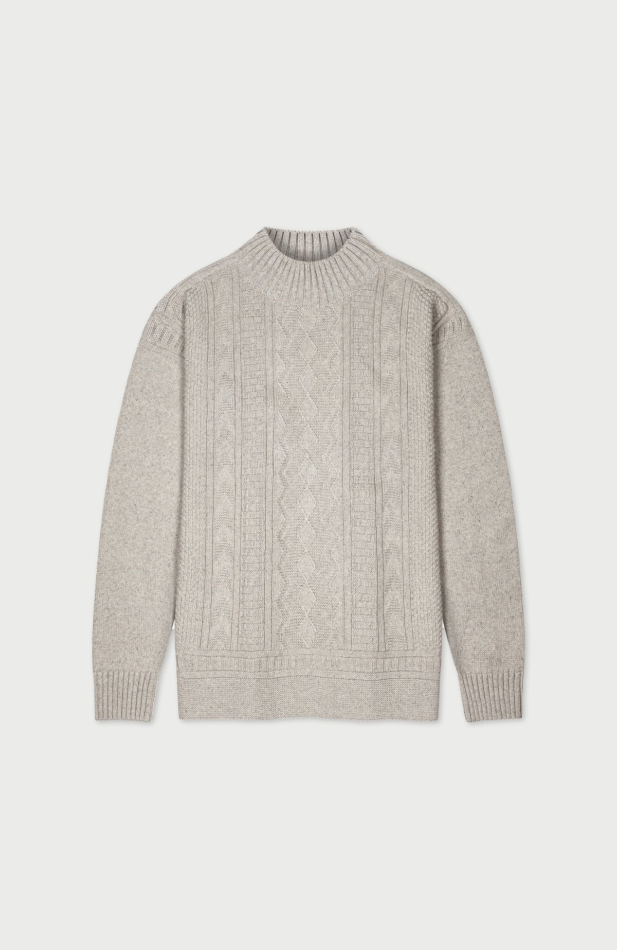 Mens Midweight Cotton Mock Neck Gansey Jumper