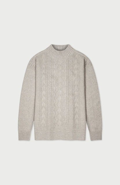 Mens Midweight Cotton Mock Neck Gansey Jumper