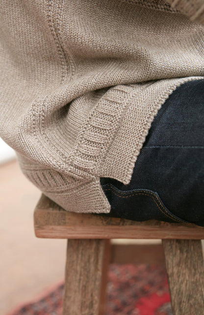 Mens Midweight Cotton Grid Knit Gansey Jumper