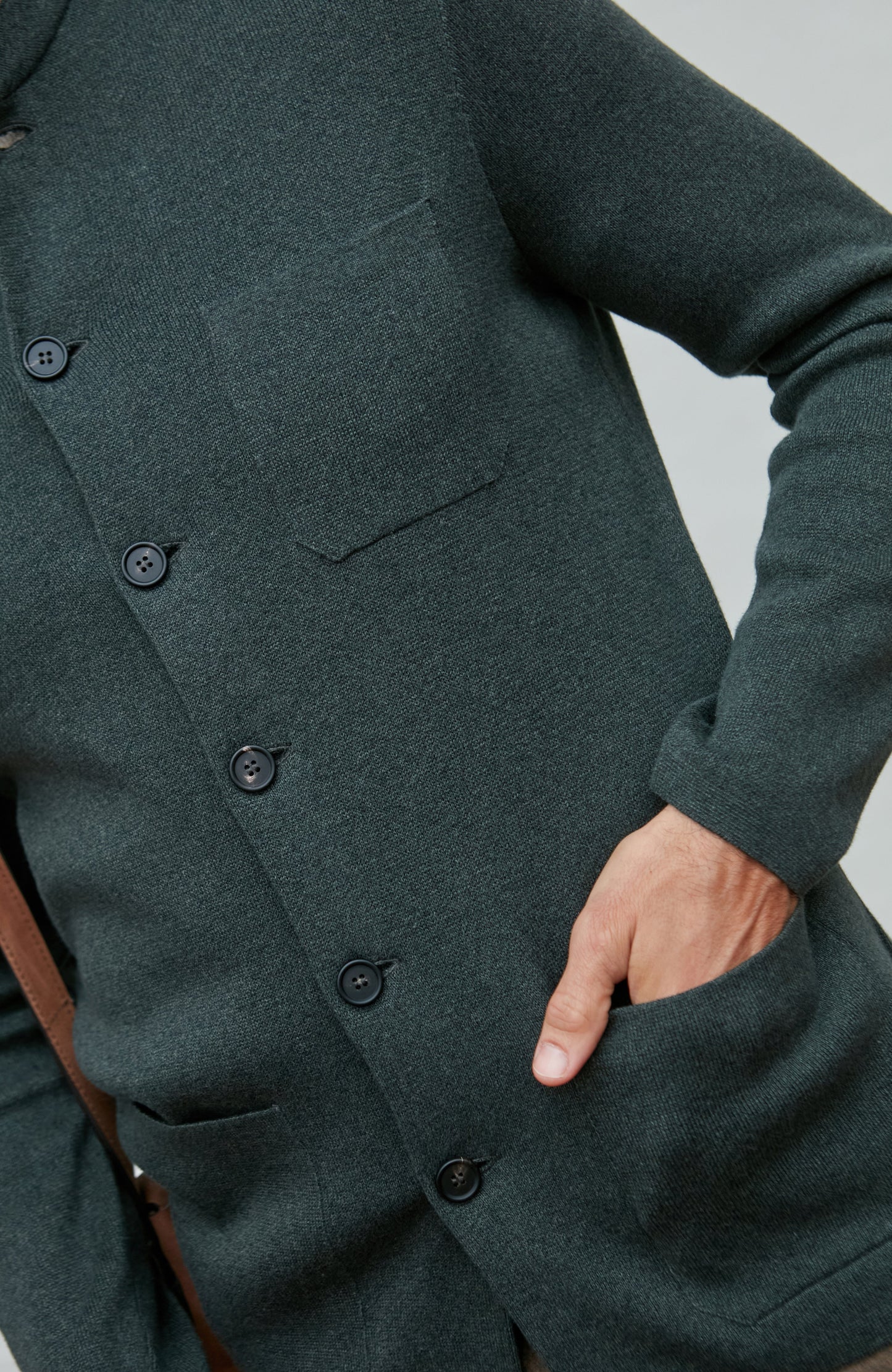 Mens Midweight Cotton Knitted Nehru Jacket