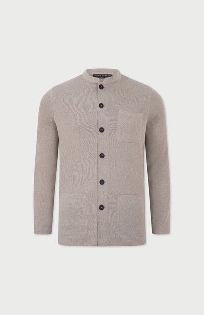 Mens Midweight Cotton Knitted Nehru Jacket