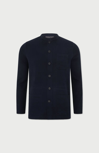 Mens Midweight Cotton Knitted Nehru Jacket