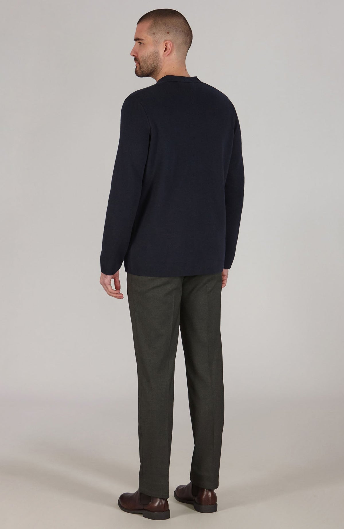 Mens Midweight Cotton Knitted Nehru Jacket