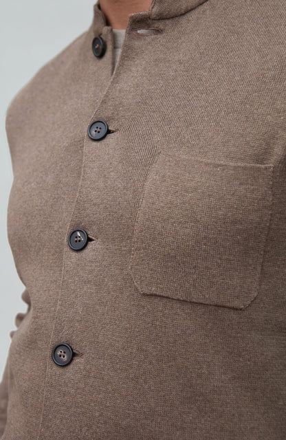 Mens Midweight Cotton Knitted Nehru Jacket