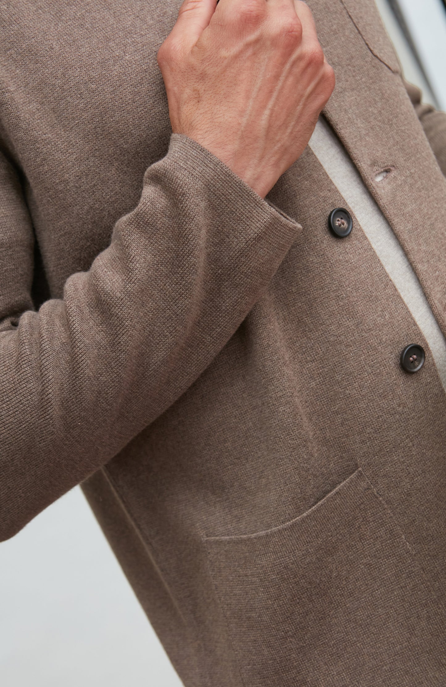 Mens Midweight Cotton Knitted Nehru Jacket