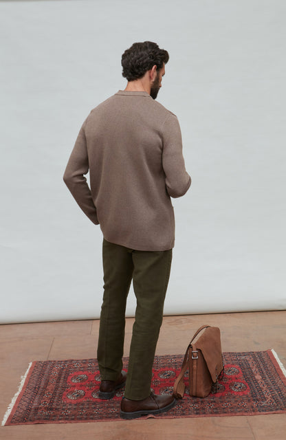 Mens Midweight Cotton Knitted Nehru Jacket