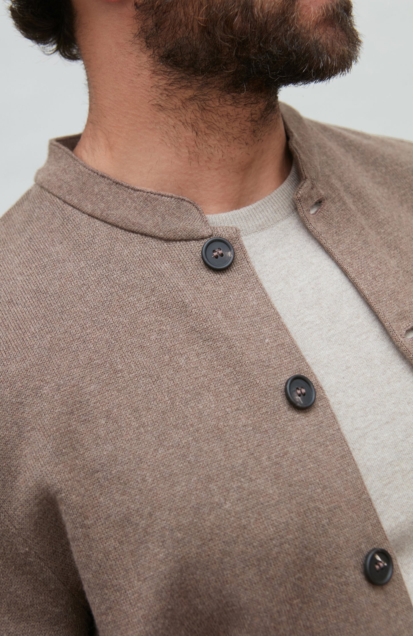 Mens Midweight Cotton Knitted Nehru Jacket
