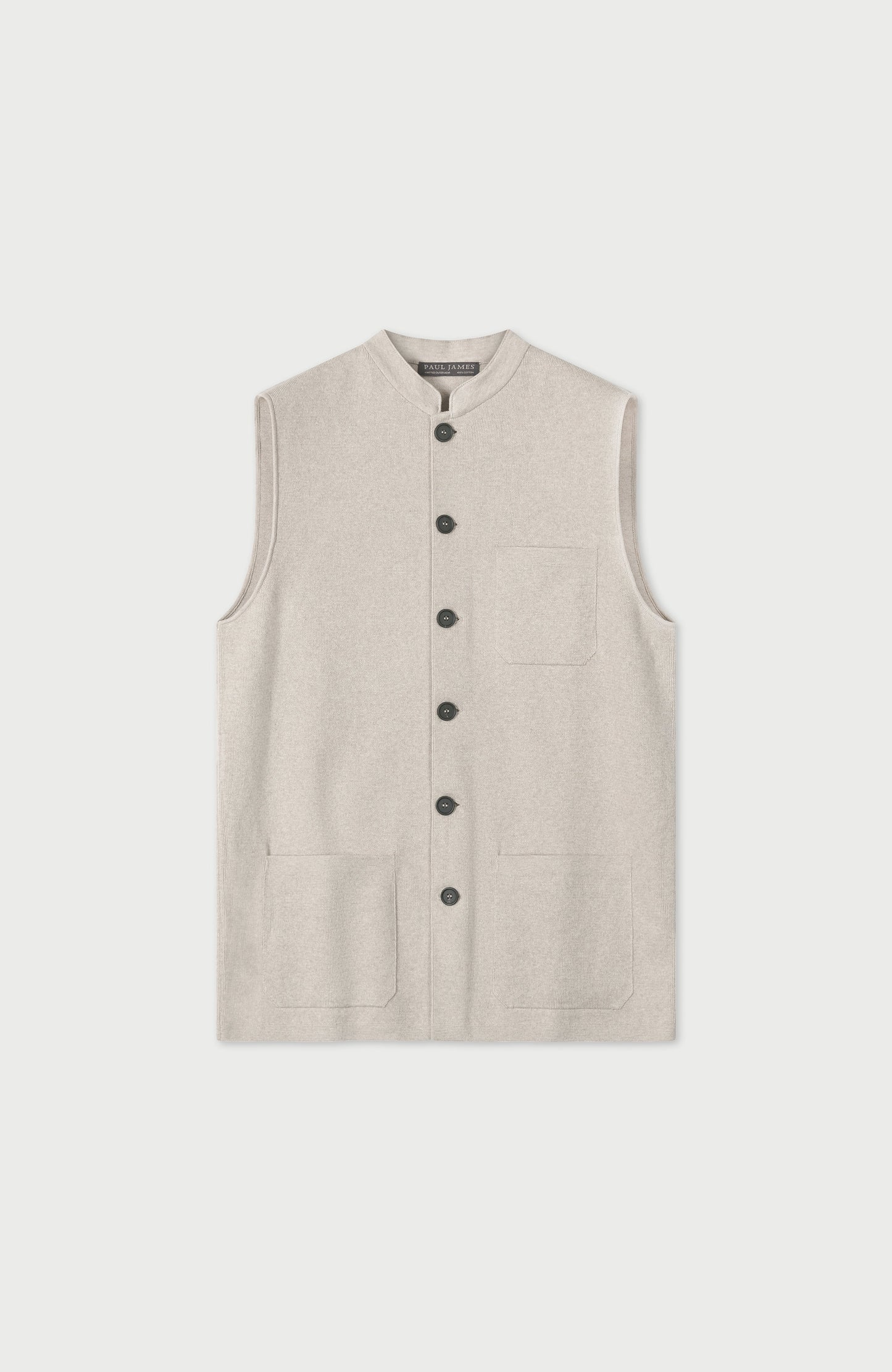 Mens Midweight Cotton Knitted Nehru Waistcoat