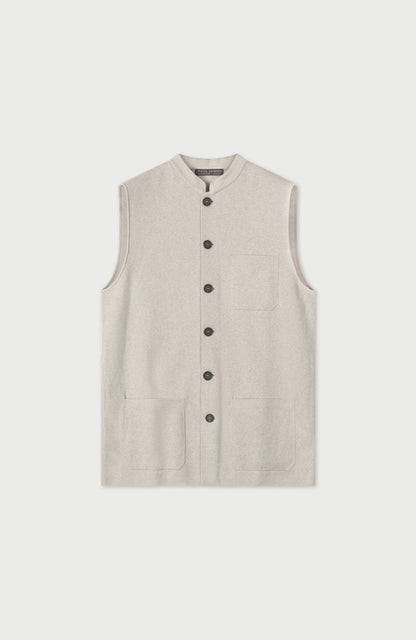 Mens Midweight Cotton Knitted Nehru Waistcoat