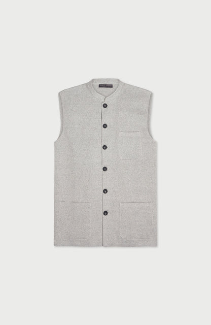 Mens Midweight Cotton Knitted Nehru Waistcoat