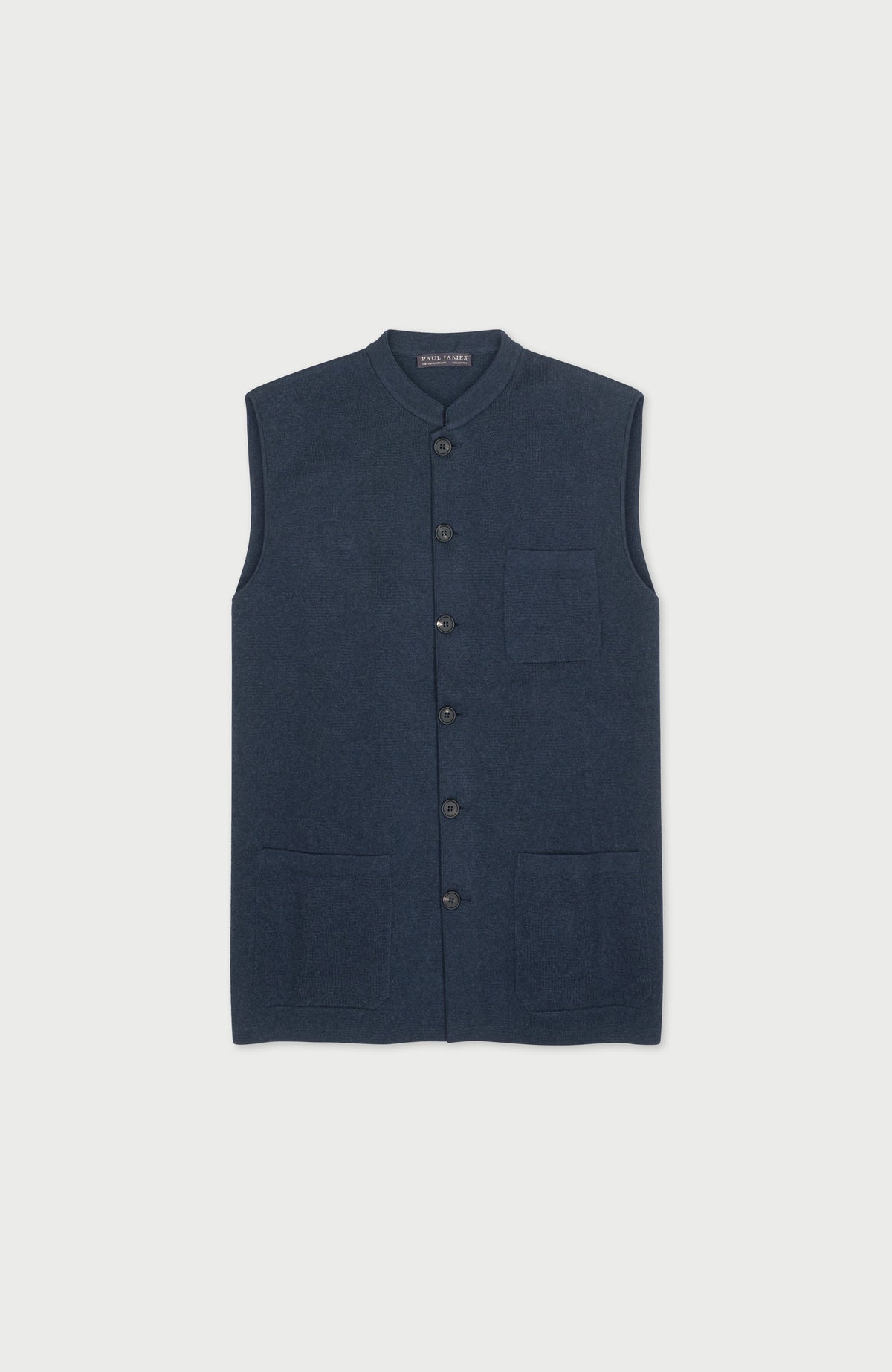 Mens Midweight Cotton Knitted Nehru Waistcoat