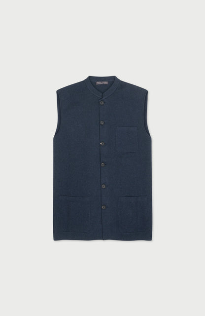 Mens Midweight Cotton Knitted Nehru Waistcoat