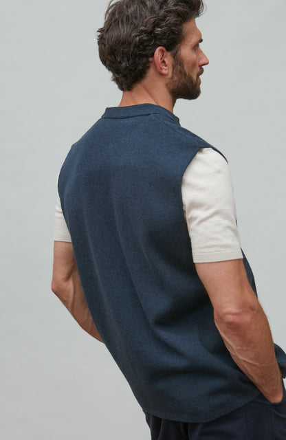 Mens Midweight Cotton Knitted Nehru Waistcoat