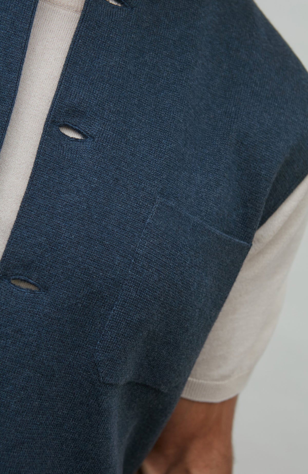 Mens Midweight Cotton Knitted Nehru Waistcoat