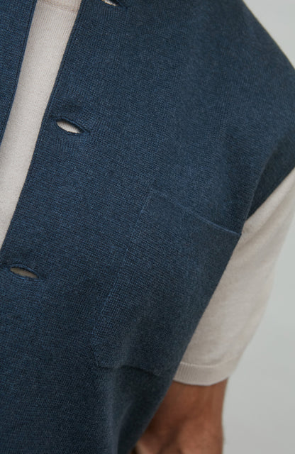 Mens Midweight Cotton Knitted Nehru Waistcoat