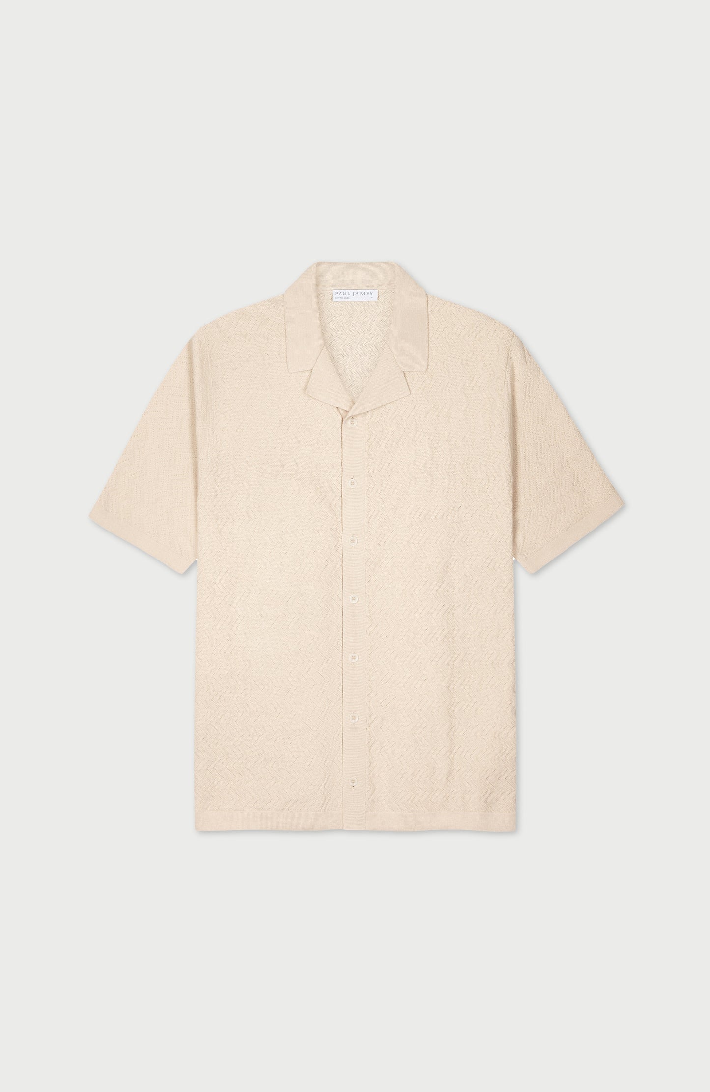 Mens Cotton Linen Racking Knit Resort Shirt