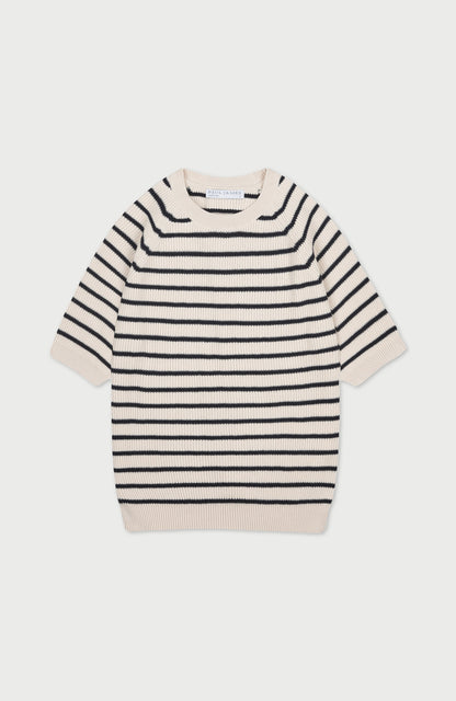 Womens Lightweight Cotton Rib Stripe Top