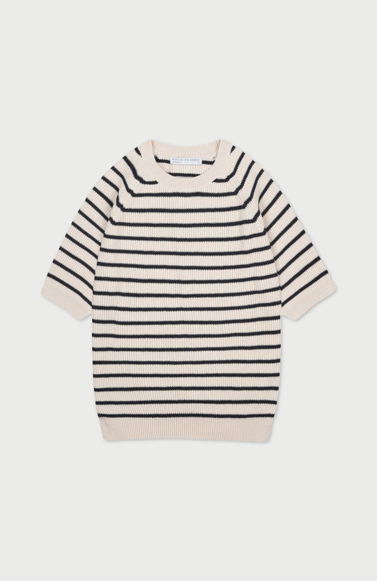 Womens Lightweight Cotton Rib Stripe Top