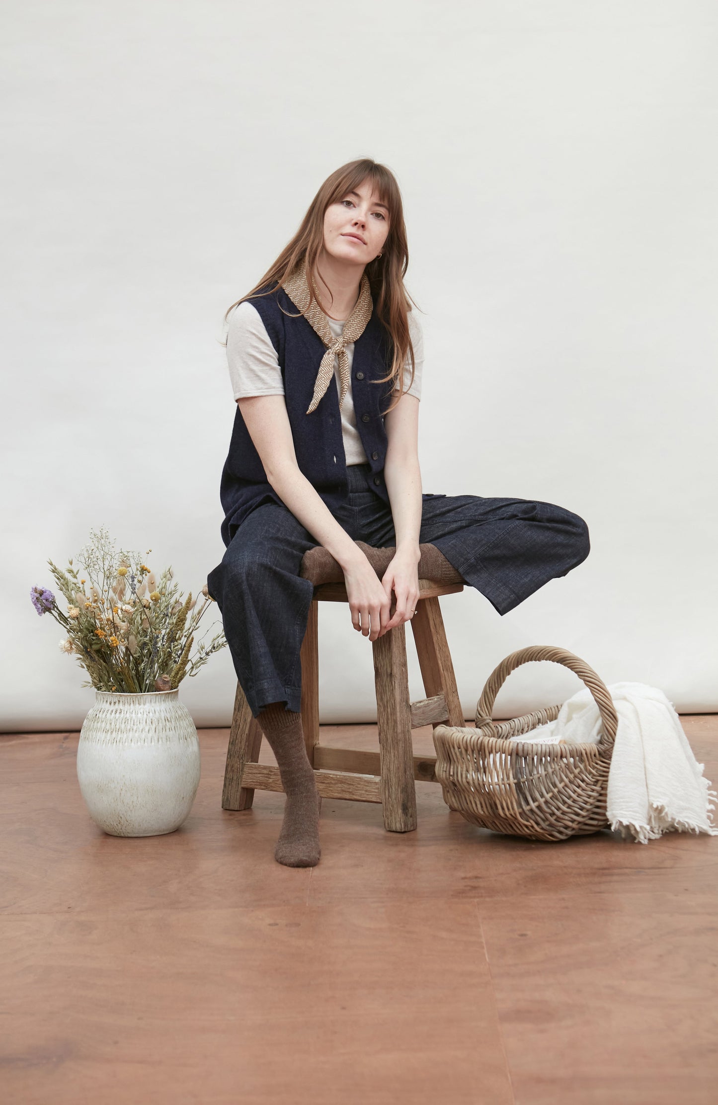 Womens Lambswool V Neck Waistcoat with Pockets