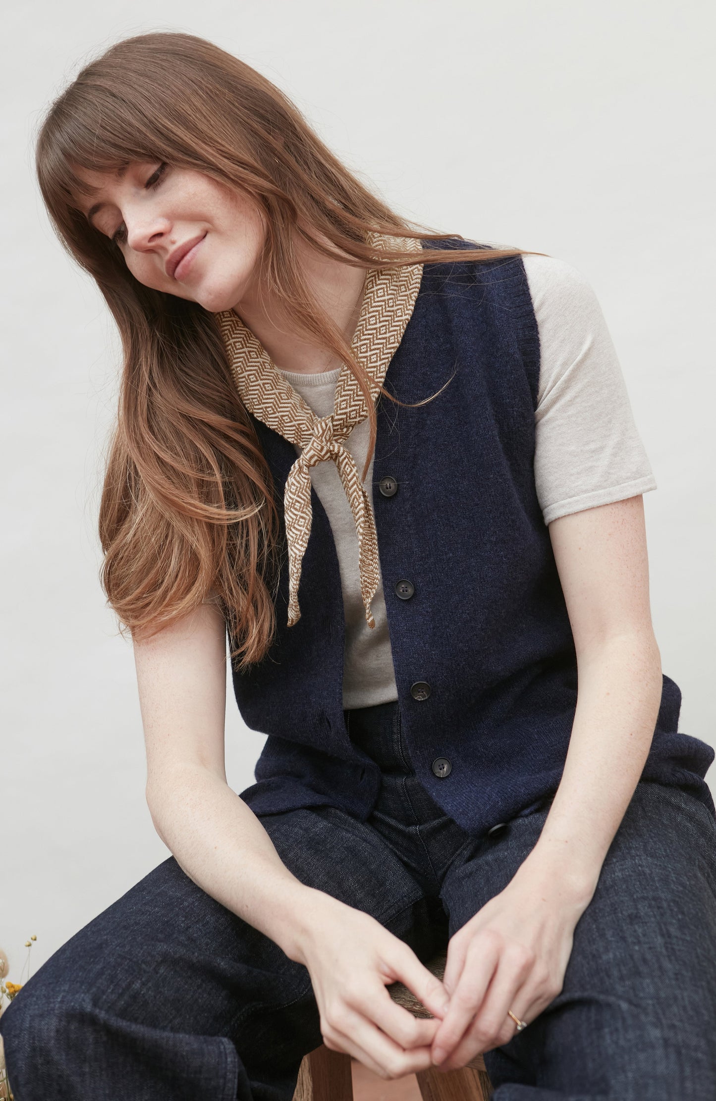 Womens Lambswool V Neck Waistcoat with Pockets