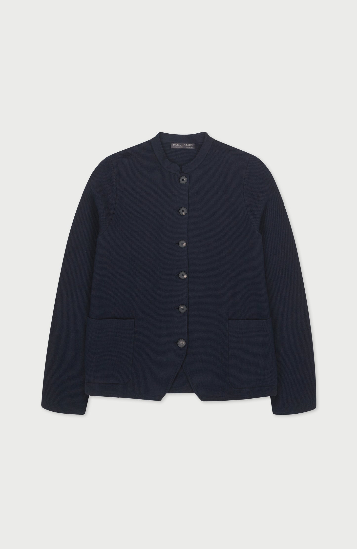 Womens Midweight Cotton Knitted Nehru Jacket
